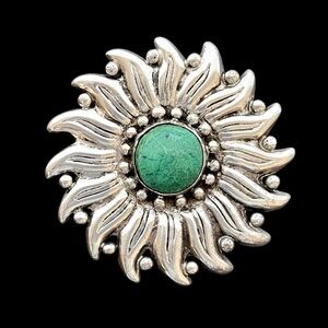 Hector Aguilar RARE vintage 940 sterling silver and malachite sun brooch